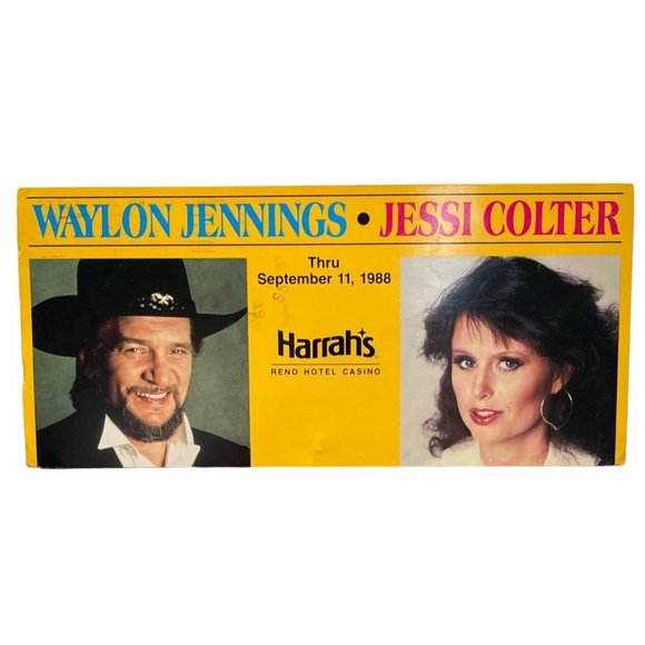 1988 Waylon Jennings and Jessi Colter at Harrahs Reno Casino Hotel Vtg Postcard - Picture 1 of 4
